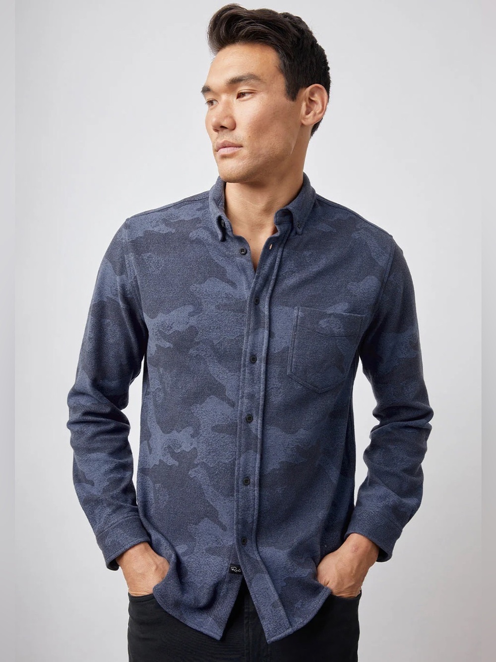 Rails Berkeley Classic Fit Heathered Camo Button-Down Shirt Men's Size Large